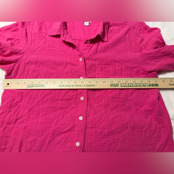 J. Crew Vibrant Pink Shirt Size Large 100% Cotton - Picture 3 of 8
